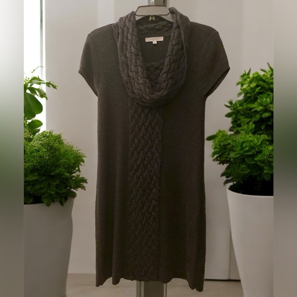 Cozy Knit Charcoal Gray Sweater Dress